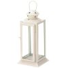 Square White Star Candle Lantern - 8 inches