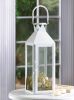 Square Clear Glass White Candle Lantern - 15 inches