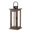 Rustic-Style Wood Candle Lantern - 16 inches