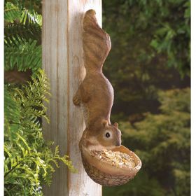 Vertical Squirrel Sculpture Bird Feeder