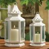 Victorian Style White Candle Lantern - 8 inches