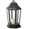 Black Six-Panel Candle Lantern - 9.5 inches