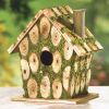 Knotty Wood Moss-Covered Bird House