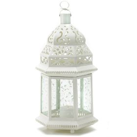 Vine Patterned Glass Garden Lantern - 15 inches