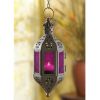 Purple Glass Hanging Candle Lantern