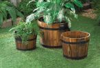 Rustic Barrel Planter Set