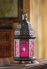 Pink Pressed Glass Candle Lantern - 10 inches
