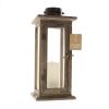 Rustic-Style Wood Candle Lantern - 16 inches