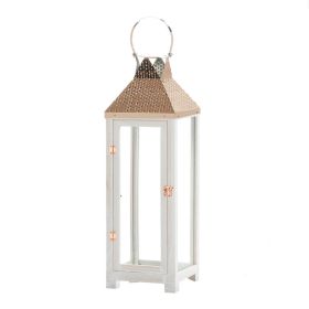 Rose Gold Hammered Top Candle Lantern - 27 inches
