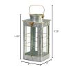 Farmhouse Galvanized Metal Candle Lantern - 14 inches