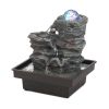 Rock Formation Tabletop Water Fountain with Lighted Glass Orb