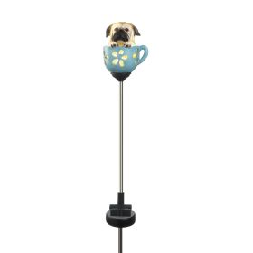 Solar Lighted Garden Stake - Dog in a Tea Cup