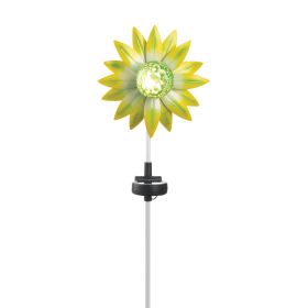 Solar Lighted Garden Stake - Green and Yellow Flower