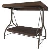 Brown 3-Person Outdoor Porch Patio Swing with Canopy