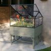 Elevated Raised Bed Garden Cold-frame Greenhouse Kit in Driftwood Finish
