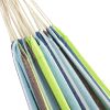 Portable Blue Green Stripe Cotton Hammock with Metal Stand and Carry Case