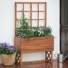 Modern Solid Wood Elevated Planter Box with Trellis