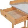 Natural Fir Wood Potting Bench with Galvanized Steel Table Top