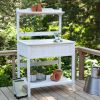 White Potting Bench Home Gardening Station with Storage