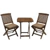 3-Piece Bistro Style Outdoor Patio Furniture Chair Table Set with Cushions