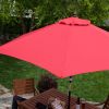 Outdoor 9-Ft Wood Patio Umbrella with Red Canopy Shade