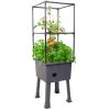 Self Watering Elevated Planter Raised Garden Bed Trellis and Greenhouse Cover