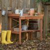 Durable Weather Resistant Wood Potting Bench Garden Table with Metal Top