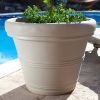 12-inch Diameter Round Planter in Weathered Concrete Finish Poly Resin