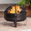 Heavy Duty 34-inch Fire Pit Deep Steel Cauldron with Screen Stand and Cover