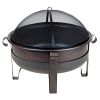 Heavy Duty 34-inch Fire Pit Deep Steel Cauldron with Screen Stand and Cover