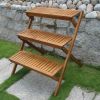 3-Tier Planter Stand in Eucalyptus Wood for Outdoor or Indoor Use