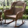 Indoor/Outdoor Patio Porch Walnut Resin Wicker Rocking Chair