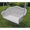 White Resin Wicker Porch Swing with 4-ft Hanging Chain