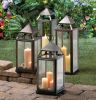 Tall Silver Modern Candle Lantern - 25 inches