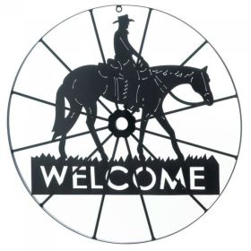 Cowboy Wagon Wheel Welcome Sign