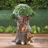 Solar Light-Up Tree House with Squirrels Garden Decor
