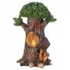 Solar Light-Up Tree House with Squirrels Garden Decor