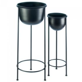 Black Buckets Metal Plant Stand Set