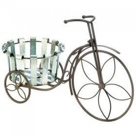 Tricycle Plant Stand with Galvanized Metal Bucket