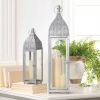 Silver Moroccan-Style Candle Lantern - 15 inches