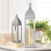 Silver Moroccan-Style Candle Lantern - 24 inches