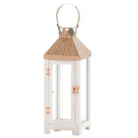 Rose Gold Hammered Top Candle Lantern - 18.5 inches